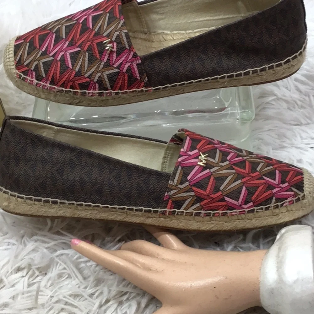 Michael Michael Kors Kendrick Vibrant Pink and Brown Espadrilles 8.5